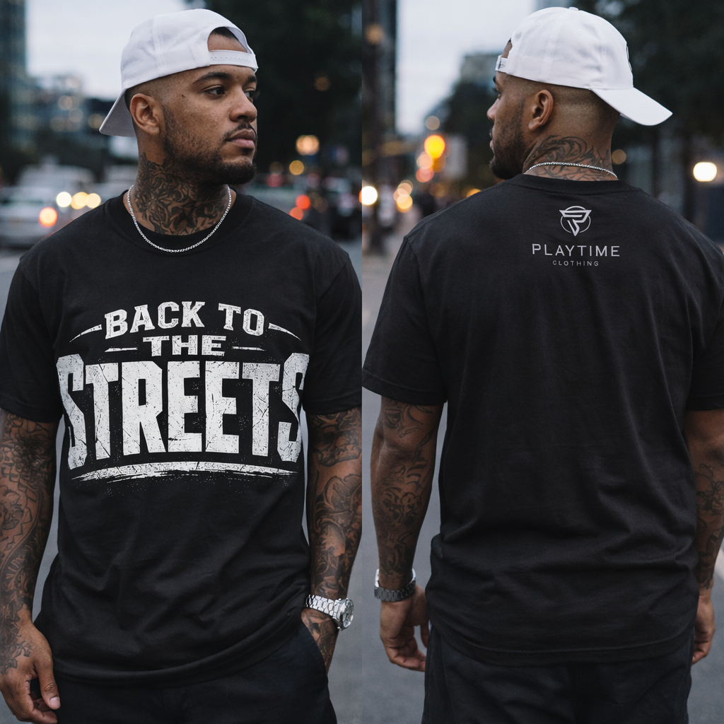 Back to the Streets heavyweight streetwear tee by Playtime Studios