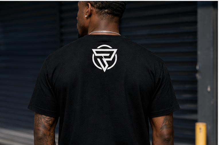 Black male model wearing Back to the Streets Tee back view